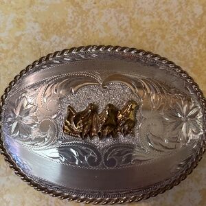 B-k hand engraved silver women’s belt buckle
